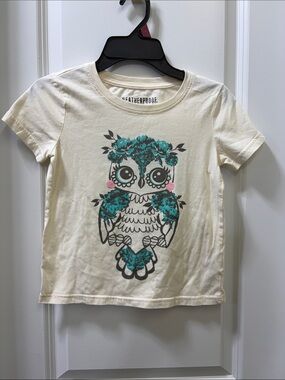 Weatherproof Cream Tee with Teal Owl Floral Print